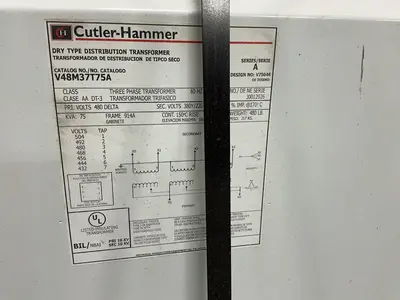 Used CUTLERHAMMER V48M37T75A Distribution Transformers Ohio US | HGR 24 #1266484
