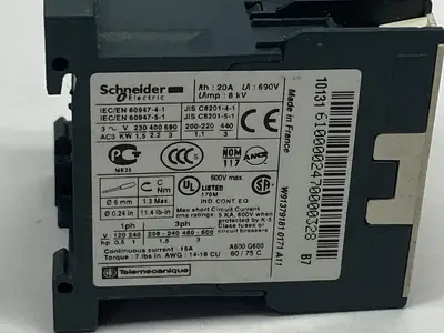 LC1K0610B7 | Schneider Electric  Contactor 3P 6A 440V 24VAC Coil - Used