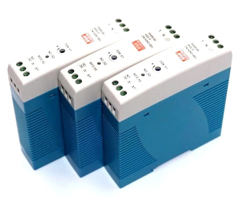 3 NEW MEAN WELL MDR-20-5 SLIMLINE POWER SUPPLY MODULES MDR205