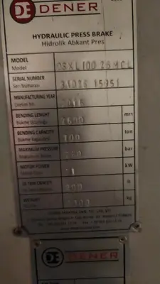 2015 DENER DSXL100 Press Brakes | Forge Manufacturing Solutions (3)