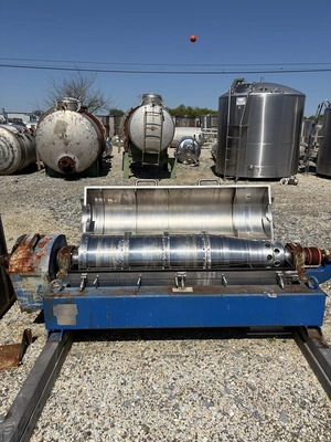 Used Alfa Laval horizontal decanter model NX418B, stainless steel contacts