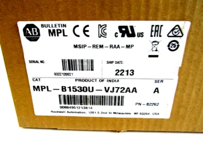 ALLEN BRADLEY MPL-B1530U-VJ72AA SERVO MOTOR MPLB1530UVJ72AA NEW, SURPLUS