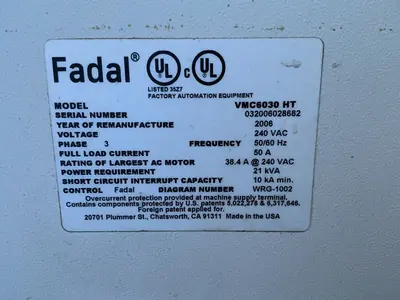 Used 2006 FADAL VMC6030 HT Vertical Machining Centers Ohio US | HGR 24 #1520034