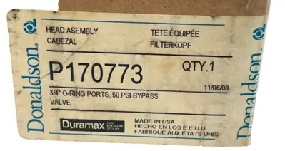 NEW DONDALDSON P170773 HEAD ASSEMBLY 3/4' O-RING PORTS 50PSI BYPASS VALVE