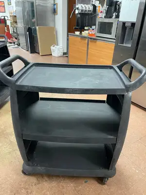 Used Carlisle Used Carlisle 3 Shelf Black Utility / Bus Cart 300 lb. Capacity - SS338 Restaurant Equipment (Miscellaneous) Illinois US | Falcon Restaurant Supply #1374984