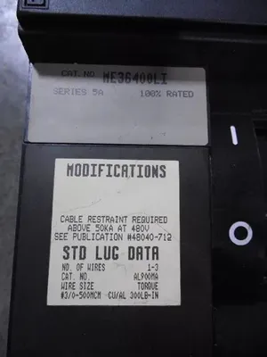 Square D ME36400LI I-Line Electronic Trip Circuit Breaker 400 Amp Sensor Used