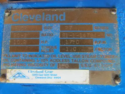 Cleveland 50DF Series 27 20:1 10.2HP Speed reducer gearbox