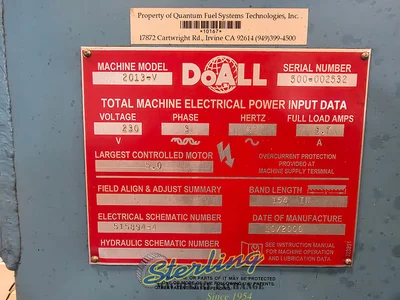 Used DOALL 2013-V Vertical Band Saws California US | Sterling Machinery Exchange #1465998