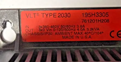 DANFOSS 195H3305 195H3305 VARIABLE SPEED DRIVE VLT TYPE 2030