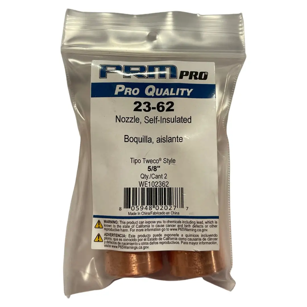 PRM Pro 5/8" MIG Welding Nozzle Self Insulated 1/8" Recess Tipo Tweco Style 2pk