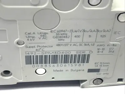 USED ALLEN BRADLEY 1492-SPM3D400 SER. D MCB