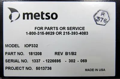USED VALMET METSO IOP332 DIGITAL INPUT MODULE 181208 REV B1/B2