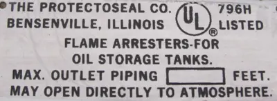 NEW PROTECTOSEAL 796H STORAGE TANK FLAME ARRESTOR 4"