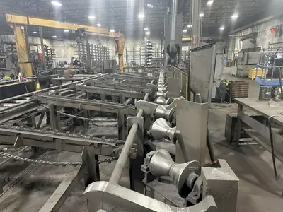 6" X (2) 15 HP WHEEL WHEELABRATOR "SKEW ROLL PIPE & BAR" SHOT BLAST BLASTER SYSTEM: STOCK #20002