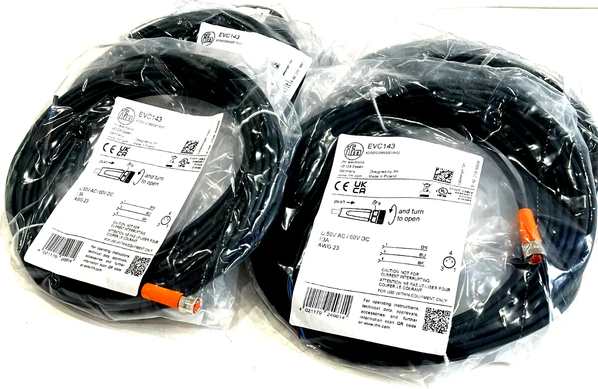 NEW IFM EFECTOR ADOGF030MSS0010H03-EVC143 FEMALE CORDSET LOT OF 8