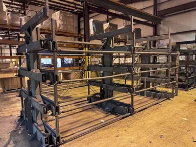 STEEL STORAGE SYSTEM 4T-3G-30X12R-20' RETRACTABLE ARM STOCK RACK. STOCK # 1109725