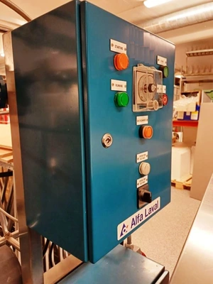 Alfa-Laval BTPX 205 SGD-34CDP clarifier centrifuge skid, 316L SS.