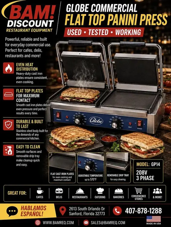 Used GLOBE KSGDUE14D Sandwich Machines Florida US | BAM Discount Restaurant Equipment #1230761