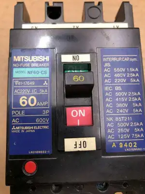 Mitsubishi NF60-CS 3 Pole 60A Molded Case Circuit Breaker 600V