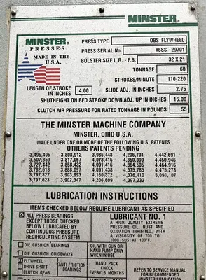 USED 1998 MINSTER MINSTER 6SS PRESS