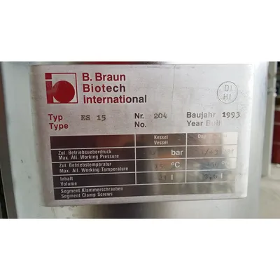 USED B. BRAUN + DIESSEL BIOTECH FERMENTER - ES15