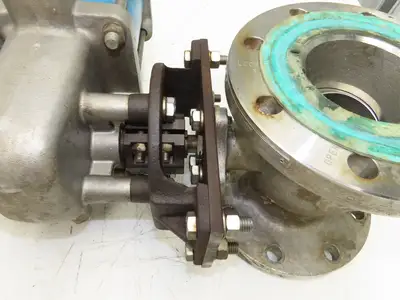 Jamesbury 4" Flanged Ball Valve Pneumatic Air Actuator w/Positioner