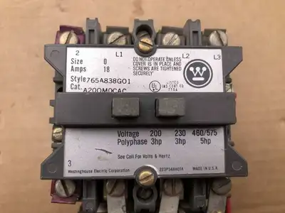 Westinghouse A200M0CAC Size 0 Low Voltage Starter 18A 200/230/460/575V 3/5HP