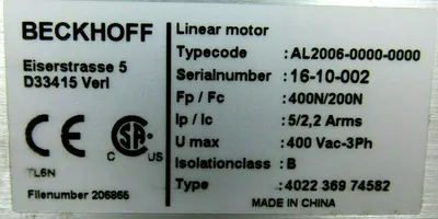 NEW BECKHOFF AL2006-0000-0000 LINEAR SERVO MOTOR AL200600000000