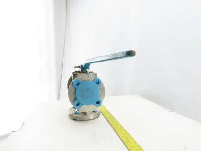 Fluroseal 1-1/2" Flange Class 150 Stainless Steel 3 Way Divert Ball Valve CF8M