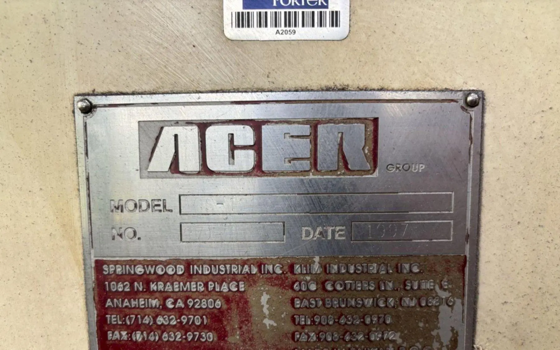 12" X 24" ACER MODEL #AGS-1224AHD HYDRAULIC HORIZONTAL SURFACE GRINDER: STOCK #23370