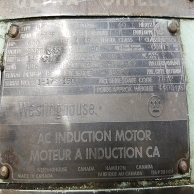 Westinghouse 600 HP Electric Motor