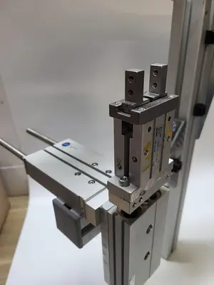 Used SMC / BIMBA SMC WHZ2-20D AIR GRIPPER / BIMBA TB-2050-EFMS / BIMBA ET-1275-EM CONNECTED TO BRACKET ARM Robot Parts | ND Industrial Surplus #1215792