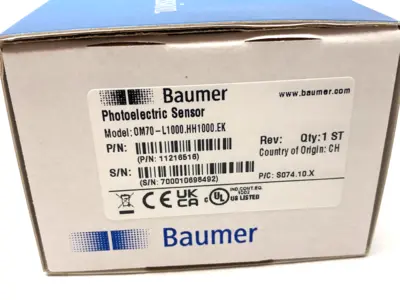 NEW BAUMER HIGH PERFORMANCE DISTANCE SENSOR, ADJUSTABLE REF. DISTANCE