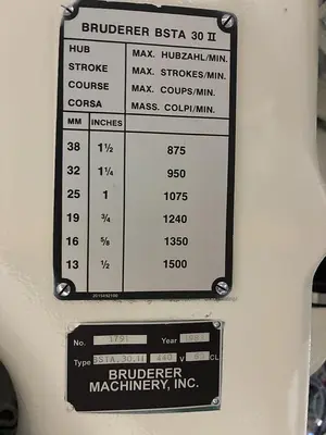 USED 1983 BRUDERER BSTA 30II