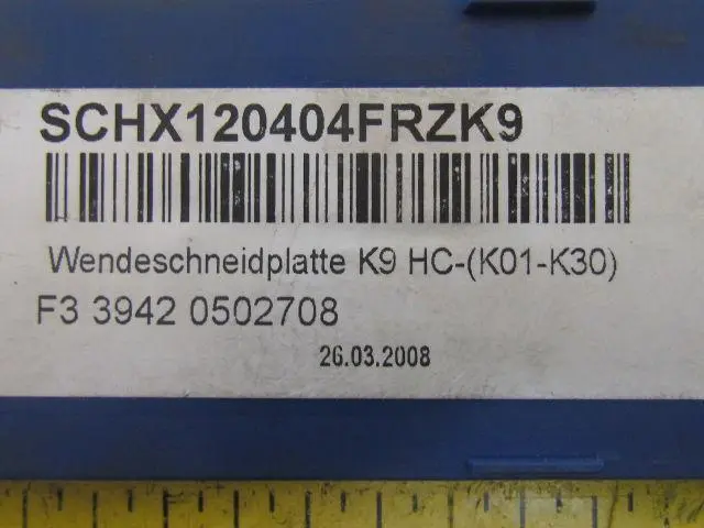 H.Bilz SCHX120404FRZK9 K9 HC-K01-K30 Carbide Insert K9 Box of 10pcs