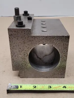 QUICK CHANGE BORING BAR TOOL POST HOLDER, LATHE TOOLING, 2.25IN BORE, 2-1/4IN WEDGE, L4IN, W5IN