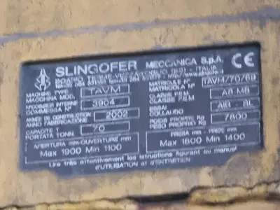 USED SLINGOFER SLAB TONG 70 TON