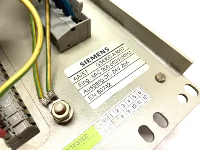 G34900-A3007,091369 | Trumpf Siemens G34900-A3007 3-Phase Power Supply 24VDC 20A 200-500V 091369 - Used