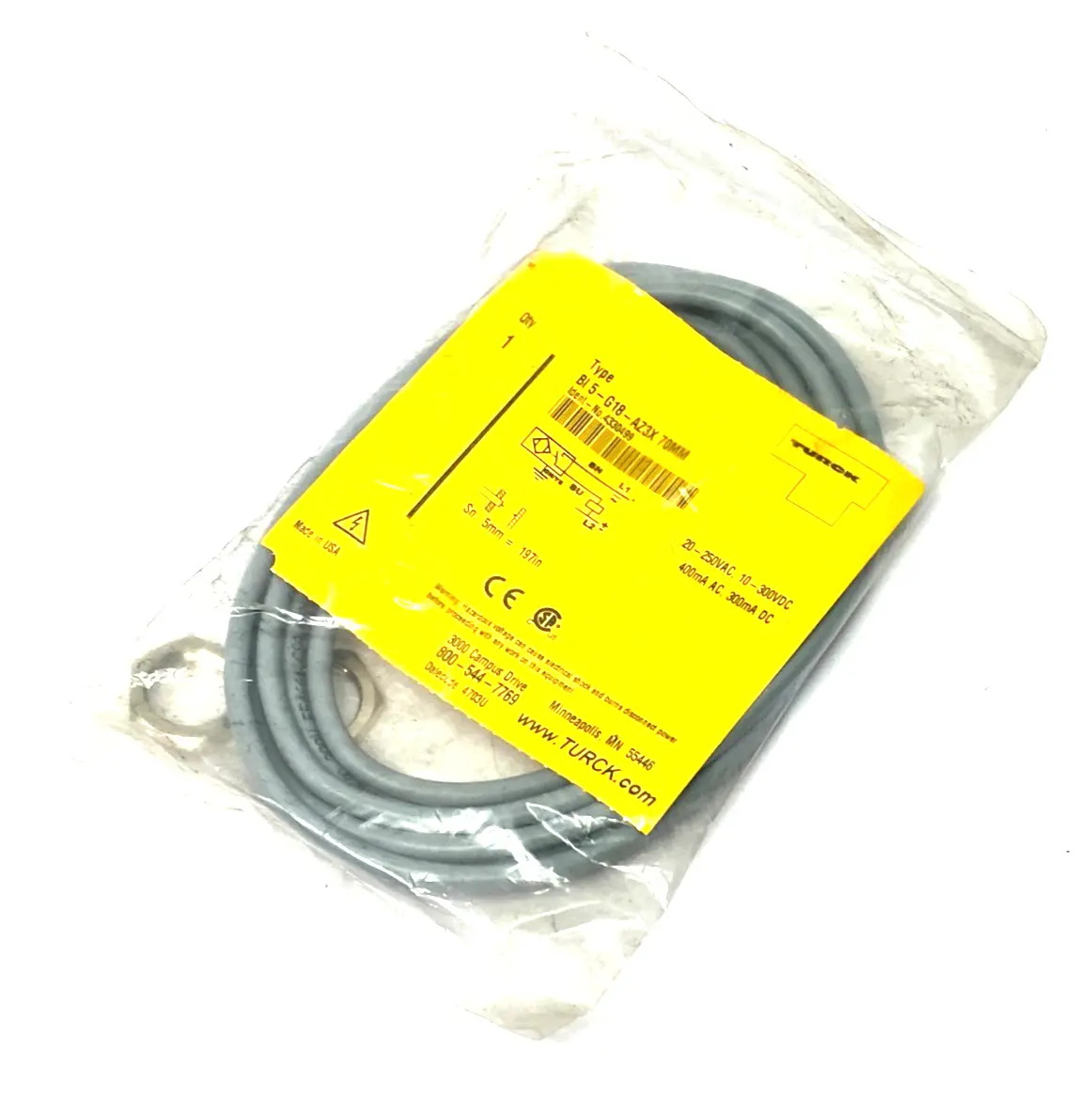 BI 5-G18-AZ3X 70MM | Turck  Inductive Proximity Sensor 5mm Sn 4330499 - New Other