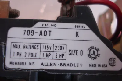 USED ALLEN BRADLEY 709-A0T STARTER SER. K SIZE 0 709A0T