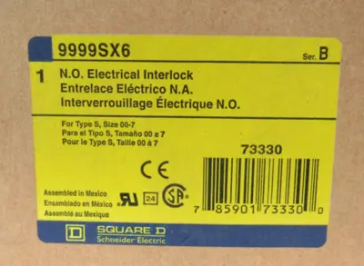 LOT OF 2 NEW SQUARE D 9999SX6 ELECTRICAL INTERLOCK