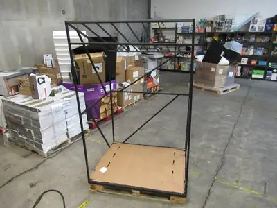 Welded Black Metal Frame Built to Fit Onto Pallets with Angled Roof - Perfect for Projects