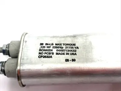 New | in-Stock Ronken Capacitor 2250Vp .125MF 20 in-lb, CP2632A Capacitors Michigan US | Maverick Industrial Sales #1394218