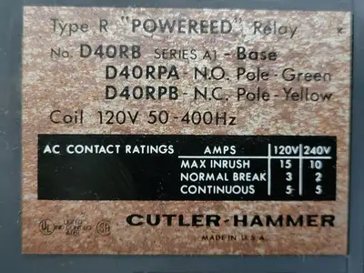USED CUTLER-HAMMER D40RB