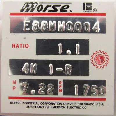 NEW MORSE 4M1-R GEAR BOX 1:1 4M1R