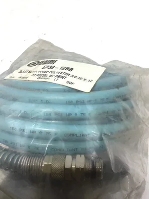 Coilhose Pneumatics EP38-12BB Slate Blue Fitted Polyester 3/8 ID X 12 FT Recoil w/Print