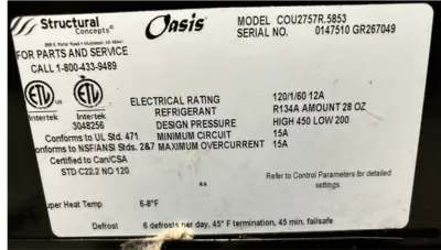105-0065 Structural Concepts Dual Service-Dual Temp Cooler