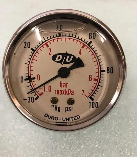 DURO-UNITED PRESSURE GAUGE 100PSI