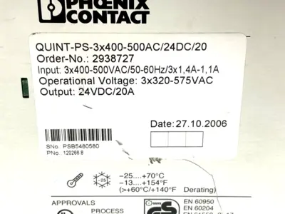 Used Phoenix Contact QUINT-PS-3X400-500AC/24DC/20 DIN Rail Power Supplies Michigan US | Maverick Industrial Sales #1397267