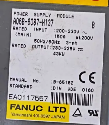 FANUC A06B-6087-H137 A06B6087H137 POWER SUPPLY SERVO POWER CONVERTER